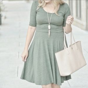 LulaRoe Nicole Midi Dress Size L Heather Green